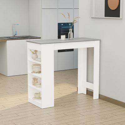 Bar Table, High Top Pub Table with 4 Storage Shelves, Modern Bar Height Table for Home Bar, Kitchen