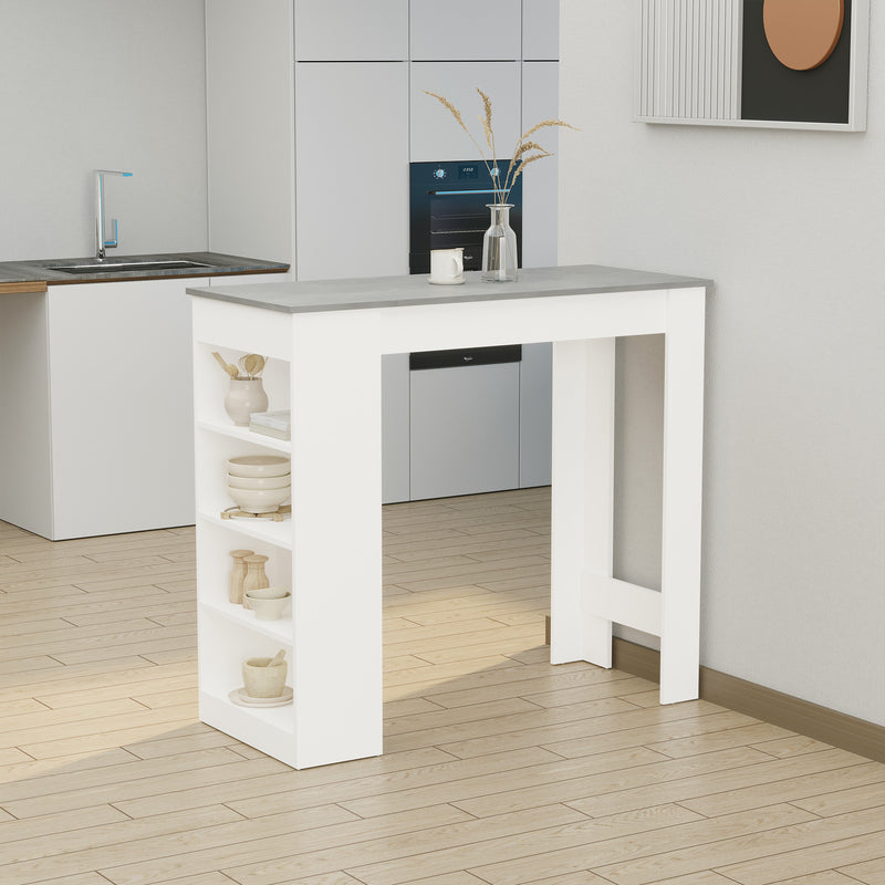 Bar Table, High Top Pub Table with 4 Storage Shelves, Modern Bar Height Table for Home Bar, Kitchen