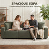3 Seater Sofa with Storage Pockets, Modern Upholstered Couch with Pocket Springs, Green