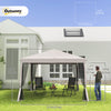 10' x 10' Pop Up Canopy Tent Gazebo, Foldable Canopy Tent with Zipper Mesh Sidewalls and Carry Bag, Easy Setup Screen Shelter for Backyard Patio Outdoor, Beige