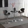 Modern Round Bar Table Adjustment Height Home Pub Bistro Desk Faux Leather Covered Wooden Top Chrome Base Black