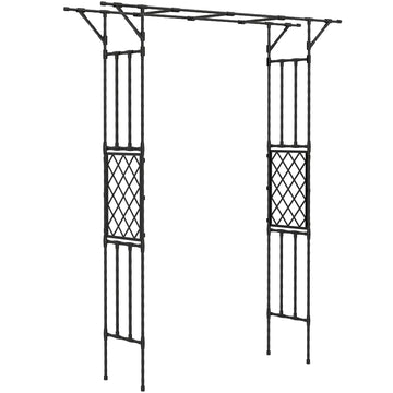 Garden Arch, PE-Coated Steel Outdoor Trellis Arbor for Climbing Plants, Wedding Arch, 70.9