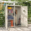 Abri de jardin en bois de 4 x 1,5 pi, rangement extérieur avec fenêtres et double porte pour jardiniers, gris