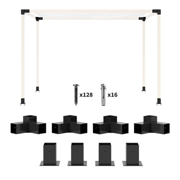 8PCS Pergola Kit, Pergola Brackets with 3-Way & 4-Way Corner Brackets for 4