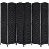 6ft Folding Room Divider, 6 Panel Wall Partition with Wooden Frame for Bedroom, Home Office, Black