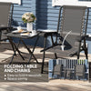 3 Pieces Patio Bistro Set, Outdoor Folding Table and Chairs Set, Metal Patio Furniture Set with Cup Holders