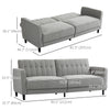Convertible Bed with Couch, Button Tufted Fabric Sofa Bed with Adjustable Back for Living Room