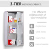 Wall Mount Medicine Cabinet Bathroom Cabinet with 2 Shelves, Stainless Steel Frame and Glass Door, Lockable with 2 Keys