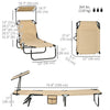 2 Piece Folding Outdoor Chaise Lounges, Pool, Sun, Tanning Chairs with Reclining Back, Sunshade for Beach, Patio, Tan