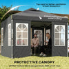 9.6 x 9.6 ft Pop Up Canopy Tent with 4 Sidewalls, UPF 50+ 1-Button Push Easy Setup Outdoor Instant Canopy, Dark Grey