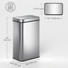 15.9 Gallon Sensor Can, Automatic Garbage Can with Soft-Close Lid, Fingerprint-Proof Stainless Steel, Silver