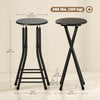 Set of 2 Foldable Barstools, Counter Height Bar Stools with Footrest and Steel Legs for Kitchen Island, Black