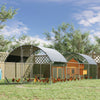 Galvanized Large Metal Chicken Coop Cage Walk-in Enclosure Poultry Hen Run House Playpen Rabbit Hutch with Cover for Outdoor Backyard 9.2' x 24.9' x 6.5'