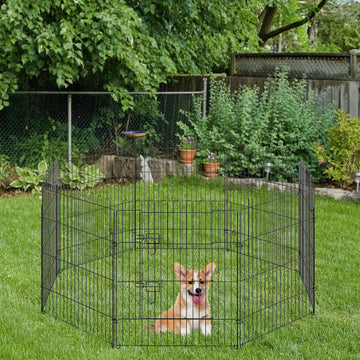 30inch 8-Panel Octagon Pet Exercise Playpen Crate Foldable Dog Cage Pen Puppy Kennel, Black
