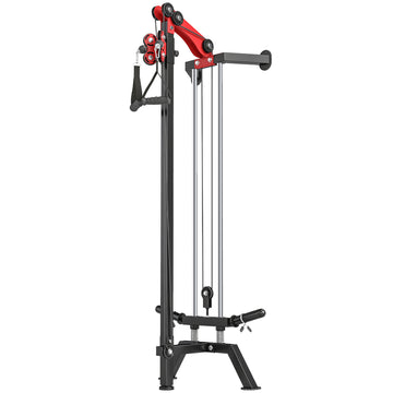 Soozier Wall Mount Cable Station, 16 Positions Adjustable Pulley Machine, Cable Crossover Machine with Lat Pulldown Bar