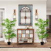 Artificial Bamboo Tree Set of 2, 5ft Fake Tree with Realistic Leaf and Natural Trunk, Decorative Plant in Nursery