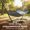 Hammock with Stand Heavy Duty Camping Hammock with Steel Frame for Patio Backyard Blue and White