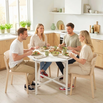 Drop Leaf Table, Folding Dining Table for Small Spaces 80 cm, White