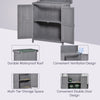 Wooden Garden Tool Storage Shed Kit with Hinged Roof, 2-Tier Shelves and Double Doors, 74x43x88cm, Dark Grey