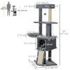 50 Inch Cat Tree, Multi-Level Cat Tower with Sisal Scratching Posts and Ramp, Bed, Condo, Hammock, Toy Ball, Grey
