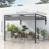10' x 7' Lean To Pergola, Metal Pergola with Retractable Roof for Grill, Garden, Patio, Deck