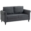 Vintage Loveseat, Upholstered Love Seat Furniture, Chenille-feel Fabric 2 Seater Sofa Couch with Rolled Arms, Gourd-Shaped Rubber Wood Legs for Living Room