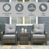 3 Pieces Wicker Patio Furniture Set, Rattan Bistro Set with Storage Coffee Table and Thickened Cushions, Outdoor Conversation Set for Garden, Porch, Balcony