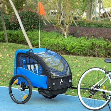 Aosom 2 Seat Bike Trailer for Kids, Baby Stroller with Storage Bag, 5 Point Harness, Bicycle Trailer with 20
