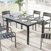 Rectangular Patio Table for 6, Outdoor Dining Table with Wood-Plastic Composite Top and Steel Frame for Garden, Grey