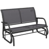 Patio Double Glider Outdoor Steel Sling Fabric Gliding Bench Garden Swing Chair Heavy-Duty Porch Rocker Garden Loveseat Grey