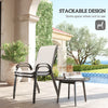 Set of 2 Outdoor Dining Chairs, Stackable Lawn Chairs with High Back, Breathable Mesh Seat for Garden Porch, Light Grey