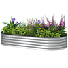 6' x 3' x 1' Large Outdoor Planter Box, Galvanized Raised Garden Bed with Metal Plant Stake, Silver