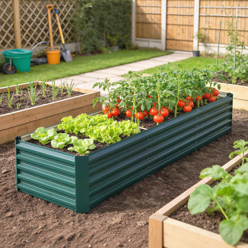 8 x 2.6 x 1.5ft Galvanized Raised Garden Bed, Reinforced Outdoor Planter Box with Open Bottom, Green