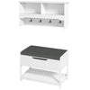 Wall Mounted Coat Rack with Shoe Storage Bench, Hall Tree and Bench, Clothes Hanger Rack with Shelves for Hallway White