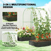 Metal Raised Garden Bed with Trellis, Galvanized Garden Bed Kit Outdoor Garden Box with Trellis, Black
