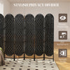 Bohemian Privacy Screen, Folding Room Divider with 6 Panels and Arched Top for Bedroom Living Room Office, Black