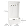 3-In-1 Hall Tree w/ Coat Rack, Shoe Storage and Bench Seat, Entryway Bench w/ 4 Hooks for Hallway, Living Room, White