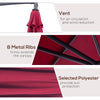 10' Deluxe Patio Umbrella, Outdoor Market Parasol, Banana Hanging Offset Sunshade with Crank, Cross Base, Wine Red