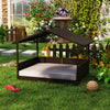 Elevated Rattan Dog House Outdoor with Canopy, Wicker Dog Bed with Water-Resistant Cushion, for Small and Medium Dogs Cream White