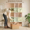 5-Tier Bookshelf, S Shaped Geometric Bookcase with 15 Compartments, White Wood Grain