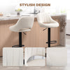 Bar Stools Set of 2, Swivel Counter Height Barstools with Adjustable Height and Cutout Back, Velvet Upholstered Bar Chairs with Round Metal Base and Footrest, Cream