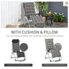 Reclining Zero Gravity Chair with Adjustable Backrest, Folding Garden Sun Lounger, Outdoor Recliner with Removable Cushion and Headrest, Dark Grey