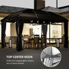 10x13 Hardtop Gazebo Aluminum Outdoor Canopy with Mesh Nettings Curtains Dark Grey