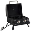 2 Burner Propane Gas Grill, Outdoor Portable Tabletop BBQ with Foldable Legs, 10000 Each Burner, Lid, for Camping, Picnic, Backyard, Black