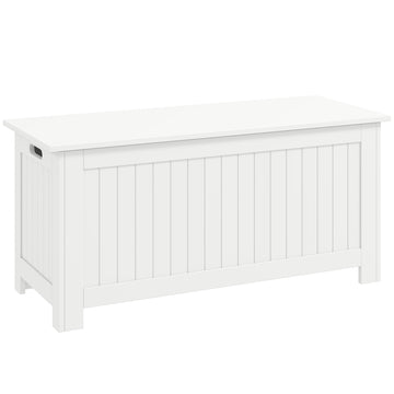 Large Storage Box Storage Trunk Cabinet Container with Lid and 2 Safety Hinges, White