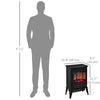 Electric Fireplace Stove, Freestanding Fireplace Heater with Realistic Flame, Adjustable brightness, Overheating Safety System, Black