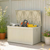 70 Gallon Deck Box, Resin Outdoor Storage Box with Handles, Waterproof Storage Container for Garden Tools, Sand