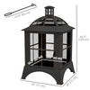 Wood-Burning Fire Pit, Chimney Style Firepit with Poker, 28
