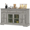 Sideboard Buffet Cabinet with Storage, Coffee Bar Cabinet with Glass Doors and Adjustable Shelves, Distressed