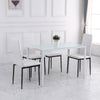 High Back Dining Chairs, Modern Upholstered Linen Fabric Accent Chairs with Metal Legs for Kitchen, Set of 4, White